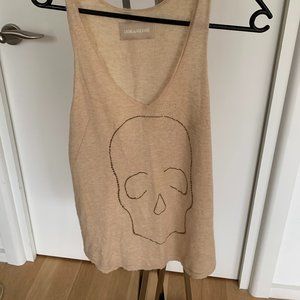 Zadig & Voltaire Skull 100% Cashmere Tanktop/Pullover Beige